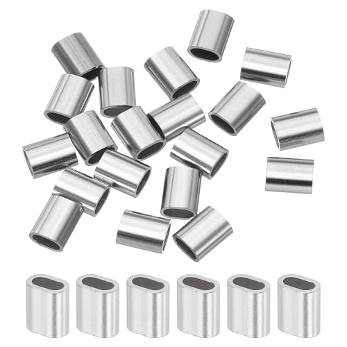 uxcell 1/16"(2mm) Wire Rope Stop Sleeve, 304 Stainless Steel Cable Wire Rope Crimping Loops Sleeve Ferrules for Cable Ferrule, Silver 20Pcs - size: 1/16"(2mm)
