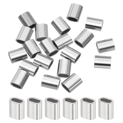 uxcell 1/16"(2mm) Wire Rope Stop Sleeve, 304 Stainless Steel Cable Wire Rope Crimping Loops Sleeve Ferrules for Cable Ferrule, Silver 20Pcs - size: 1/16"(2mm)
