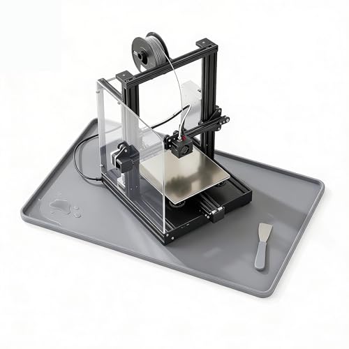Frezonika Silicone Mat for 3D Printers, Anti-Slip Pad Compatible with Flashforge, Comgrow, Elegoo, Bambulab and Most of 3D Printers, Desk Surface Protector 3D Printer Accessories 23.6x15.8in (Grey) - color: grey