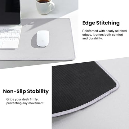 ALOANES Silvery Waterproof Desk Mat, Large Mouse Pad with Extended Mouse Mat, with Anti Slip Base, Stitched Edge, Grain Jacquard Surface, Perfect for Gamer, Office & Home, 3XL(15.74''x35.43''x0.12'') - color: 01- Pro Silver, size: 3XL(35.4" x 15.7")