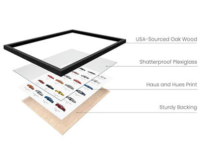 HAUS AND HUES Race Car Poster - Super Car Poster - Made in The USA - Black Frame 24x36 - color: Sports Car, size: 24"L x 36"W, style: Black Framed