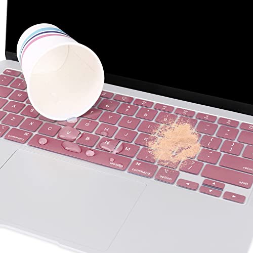 MOSISO Keyboard Cover Compatible with MacBook Air 13 inch 2022 2021 2020 Release A2337 M1 A2179 Retina Display with Touch ID Backlit Magic Keyboard, Waterproof Protective Silicone Skin, Tea Petal Pink - color: Tea Petal Pink