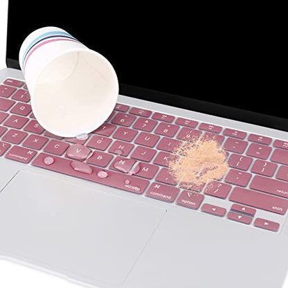 MOSISO Keyboard Cover Compatible with MacBook Air 13 inch 2022 2021 2020 Release A2337 M1 A2179 Retina Display with Touch ID Backlit Magic Keyboard, Waterproof Protective Silicone Skin, Tea Petal Pink - color: Tea Petal Pink