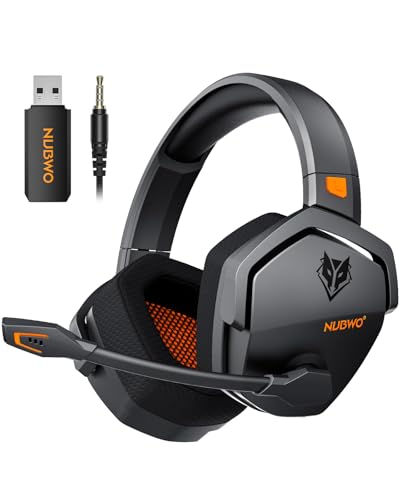 NUBWO Wireless Gaming Headset with Mic for Ps5 Ps4 PC, Zero Interference, 100-Hour Battery All-Day Play, 23ms Sync for Fortnite & Call of Duty/FPS Gamers, Triple Mode All Devices Compatible - Orange - color: Orange