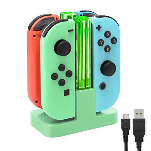 FastSnail Charging Dock Compatible with Nintendo Switch for Joy Con & OLED Model Controller with Lamppost LED Indication, Charger Stand Station Compatible with Joy Cons with Charging Cable (Green) - color: Green, size: 6.2/7.0 inch