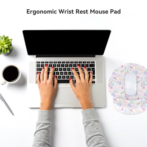 RICHEN Ergonomic Mouse Pad with Wrist Support,Non-Slip Rubber Base for Computer Laptop & Mac,Lightweight Rest for Home,Office & Travel (Hydrangea Swan) - color: Hydrangea Swan