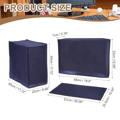 PATIKIL Computer Dust Cover Set, 19" Monitor Keyboard and Host PC Dust Proof Computer Protection Case for Desktop PC CPU Protector - 3Pcs (Blue) - size: 19"