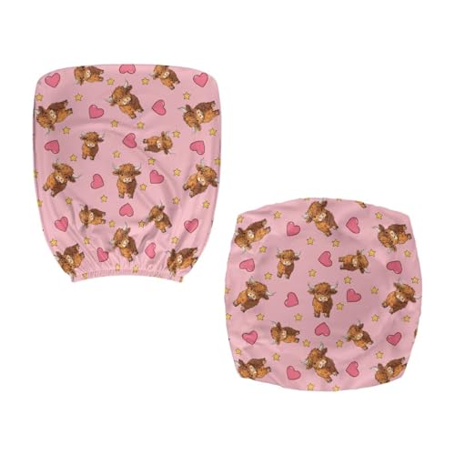 Highland Cow Office Chair Cover Dust Proof Computer Chair Seat Cover 2 Piece Dorm Computer Rotating Chair Slipcover Chair Padded Cover Anti-Slip Desk Accessories - color: Highland Cow Valentines