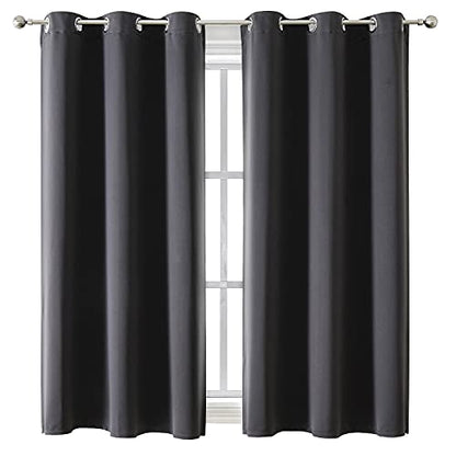 ChrisDowa Grommet Blackout Curtains for Bedroom and Living Room - 2 Panels Set Thermal Insulated Room Darkening Curtains (Dark Grey, 42 x 63 Inch) - color: Dark Grey, size: 42"W x 63"L (Pack of 2)