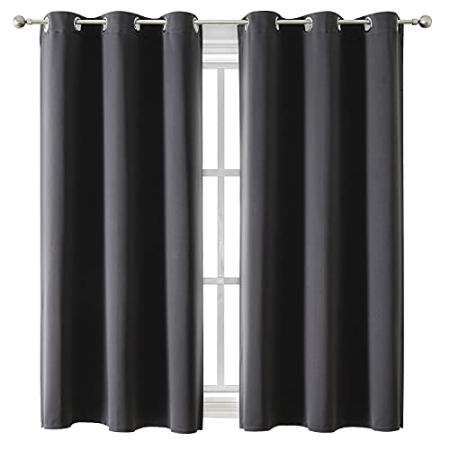 ChrisDowa Grommet Blackout Curtains for Bedroom and Living Room - 2 Panels Set Thermal Insulated Room Darkening Curtains (Dark Grey, 42 x 63 Inch) - color: Dark Grey, size: 42"W x 63"L (Pack of 2)