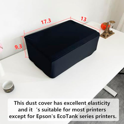 Universal Elastic Waterproof Printer Dust Cover - Minimalist Black Stretch Fabric Protector with Drawstring Closure & Metal Buckle for Most Printers