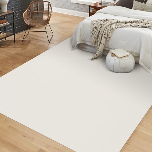 Soft Vinyl Floor Mat for Bedroom, 4'×6' Beige Waterproof Plastic Area Rug for Kitchen, Non-Slip Multi-Pupose Floor Cover Protector for Painting, Pet Accident, Splat Mat for Baby Spill - color: Beige, size: 4' x 6' (Rectangular)