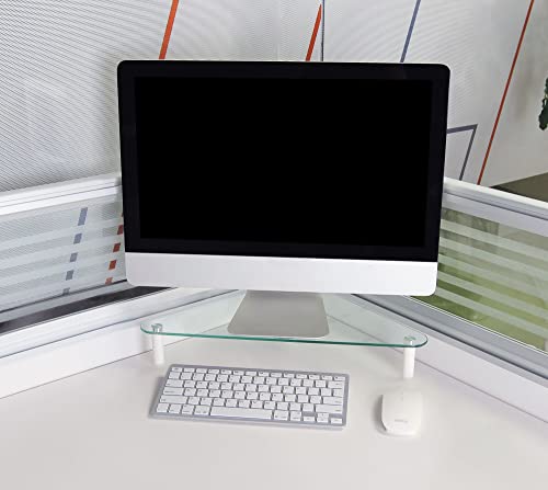 Kantek Glass Corner Monitor Riser, 19.7" x 11" x 3.25", Clear, Supports 40 lbs - size: Corner