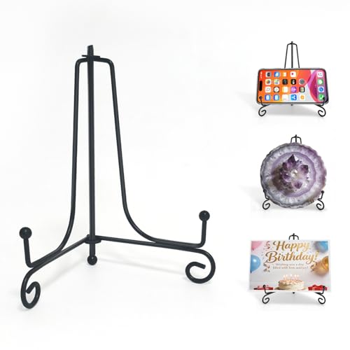 Iron Plate Stands for Display, Foldable Book Holder & Easel Stand for Sign, Versatile Poster Stand and Small Plate Stand for Home Decor, Art, Photo Frame, Card, Crystal Display (Black, 4 inch (4Pcs)) - color: Black, size: 4 inch (4Pcs)