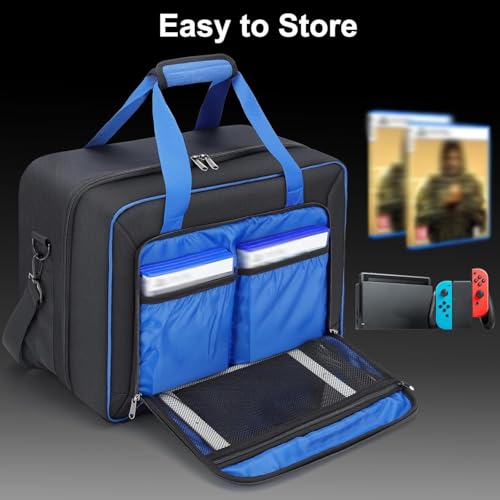 GDNasist Carrying Case Fit for PS5, Travel Thickened Protective Bag Compatible with Playstation 5 Console, Headset, PS5 Controller, Game Discs, and Gaming Accessories - color: Black