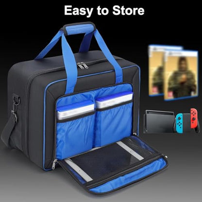 GDNasist Carrying Case Fit for PS5, Travel Thickened Protective Bag Compatible with Playstation 5 Console, Headset, PS5 Controller, Game Discs, and Gaming Accessories - color: Black