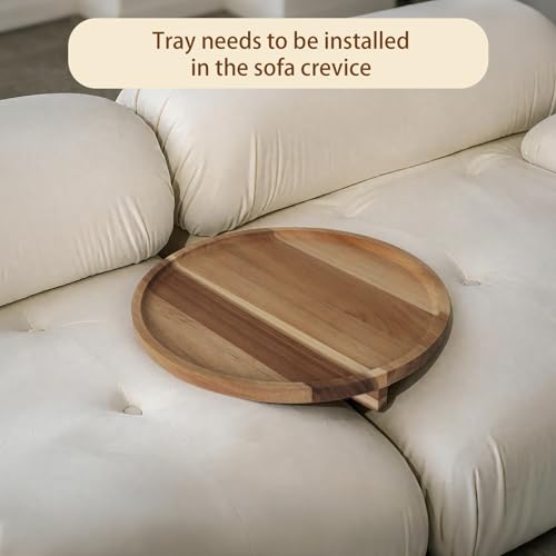 Sofa Tray, Solid Wood Tray Table Foldable, Couch Desk No Odor for Drinks Snacks Phone Remote Control (Orbicular) - size: Circle