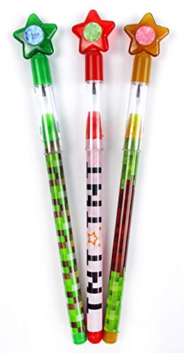 TINYMILLS 24 Pcs Pixel Miner Themed Multi Point Pencils Party Favor Mine Pixel Craft Back to School Pencils Classroom Rewards Prizes Goody Bag Treat Bag Stuffers