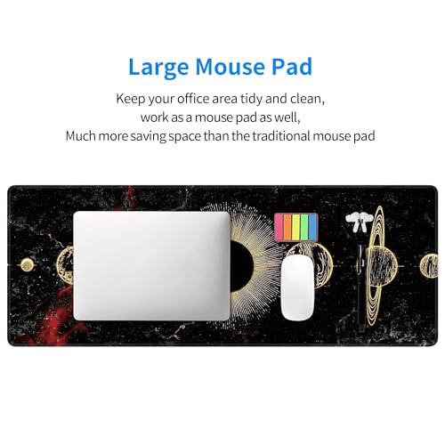 Galaxy Planet Large Mouse Pad,Gaming Keyboard Desk Pad,Extended Mouse Mat Non-Slip Rubber Base with Stitched Edges for Office Game Home XL 31.5"x11.8" - color: Galaxy Planet, size: 31.5L x 11.8W inches