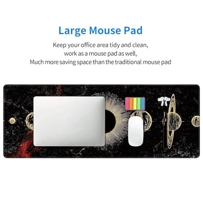 Galaxy Planet Large Mouse Pad,Gaming Keyboard Desk Pad,Extended Mouse Mat Non-Slip Rubber Base with Stitched Edges for Office Game Home XL 31.5"x11.8" - color: Galaxy Planet, size: 31.5L x 11.8W inches