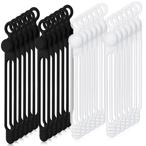 Nuanchu 40 Pcs Silicone Cable Ties Reusable Holder Adjustable Straps Multipurpose Charging Cable Organizer for Fastening Charging Cords Wires (4.17 Inch,Translucent, Black) - color: Translucent, Black, size: 4.17 Inch