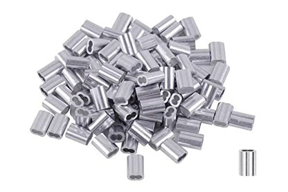 30Pcs Aluminum Crimping Loop Sleeves Cable Crimp for 1/4" Wire Rope End | 1/4 inch Cable Line Ferrule Sleeve