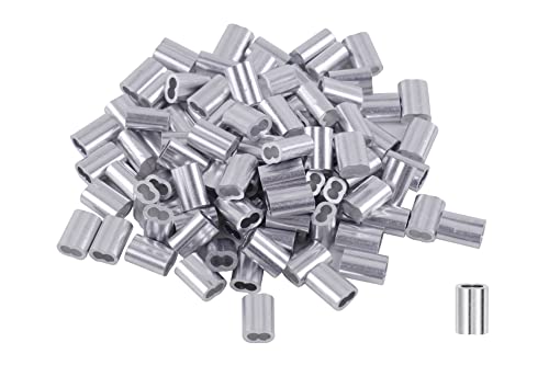 30Pcs Aluminum Crimping Loop Sleeves Cable Crimp for 1/4" Wire Rope End | 1/4 inch Cable Line Ferrule Sleeve