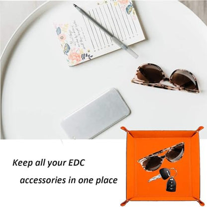 Valet Tray Desktop Storage Organizer – Vegan Leather Catchall Tray Bedside Vanity Tray Nightstand Caddy Holder for Remote Controller, Watch, Keys, Phone, Wallet, Coin, Jewelry, Turquoise - color: Turquoise