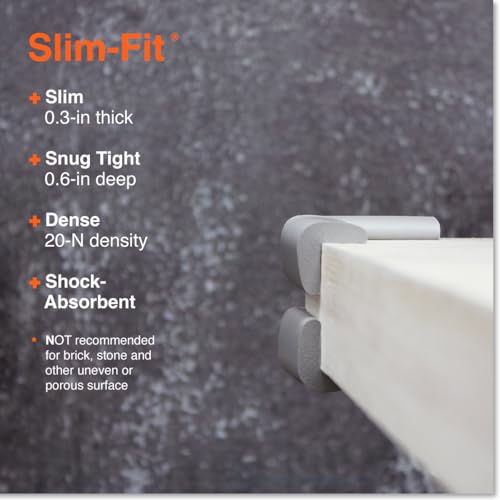 Roving Cove Slimfit Corner Protector for Baby Proofing (8 Small Corners), Soft Rubber Foam Furniture Safety Bumper Guards, 3M Adhesive Pre-Taped, Stone Grey - color: Stone Grey, size: Small 8 Count (Pack of 1)
