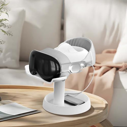 AMVR Stand Holder Compatible with Meta Quest 3s/Quest 3/Vision Pro/Quest 2/Pico 4/for PSVR 2 - Universal VR Headset Display Dock, Stable Bracket Storage Round Base, Mount Install Easy - color: White