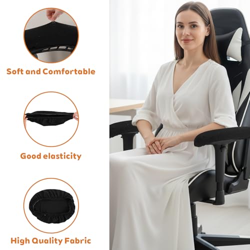 Ouligay 2 PCS Office Chair Arm Covers 15 in Office Chair Armrest Covers | General Stretchable & Removable Desk Chairs Arm Cover Soft Velvet Armrest Protectors for Computer Gaming Chairs Black