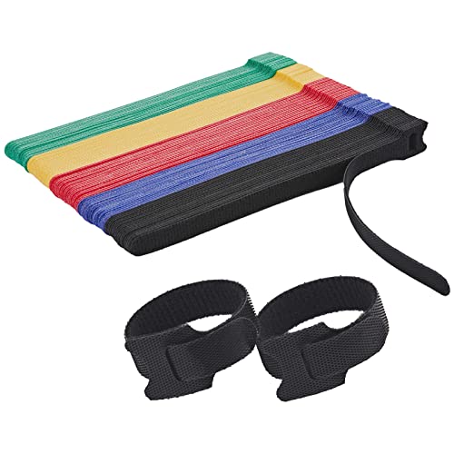 100 PCS Reusable Cable Ties with Hook and Loop, Multi-purpose Adjustable 8 Inch Cable Management Wire Ties Cable Straps for Organizing Home, Office and Data Centers (Multicolored) - color: 8 Inch 100 Pcs