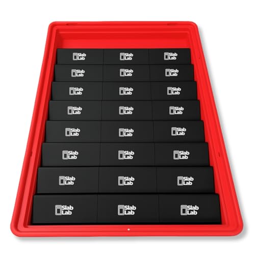 24 Modular Card Risers for Display Cases | Black Acrylic Cardshow Vendor Showcase Stands for Graded Trading Cards and Singles