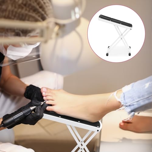 Pedicure Foot Rest, 6 Heights Adjustable Foot Stool, Upgraded Metal Foldable Non-Slip Stand for Home and Salon Use Pedicure Station, Ideal Pedi Stool for Nail Tech or Guitar Foot Stool White - color: White-upgraded