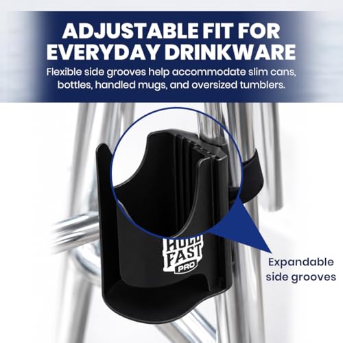 HoldFastPro Boat Cup Holder, Adjustable Universal Boat Cup Caddy for Rails & Grab Bars, Marine Drink Holder for Center Console, & T-Top Mounting, Black - color: Black