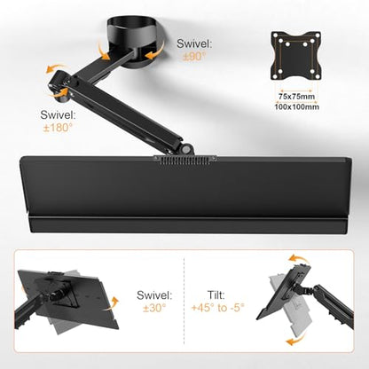 Wall Mount Keyboard Tray- Keyboard and Mouse Stand & Monitor Mount Arm,Height Adjustable Typing Platform Holds up to 26.4 lbs,Black