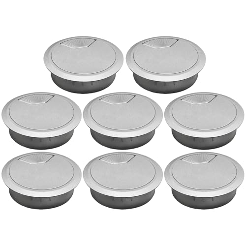 Desk Grommet 2" (50 mm), Desk Cord Hole Cover, Cable Grommet ABS Plastic, Desk Hole Grommet for Office and Home Table Cable, Detachable Adjustable Cable Cord Organizer (Silvery8 Pcs) - size: 2" (50 mm), style: 8 pcs Silvery