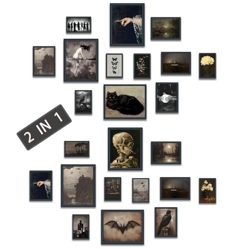 liflikwall Gothic Home Decor Edge Witch Wall Art,Dark Academy Room Decoration,Vintage Wall Art,Retro Minimalist Decorative Aesthetics,Home Living Room Bedroom Decoration (Unframed) - color: 2in1 unframed 3-4