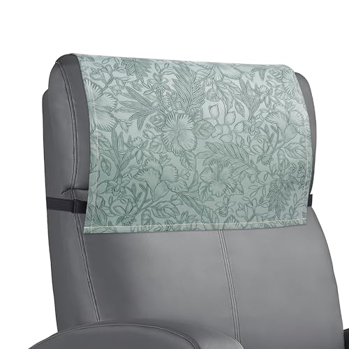 Recliner Headrest Protector,Non Slip Waterproof Headrest Cover,Leather Recliner Headrest Cover for Sofa,Furniture,Living Room,Office Chair(1-Carved Green) - color: 1-carved Green