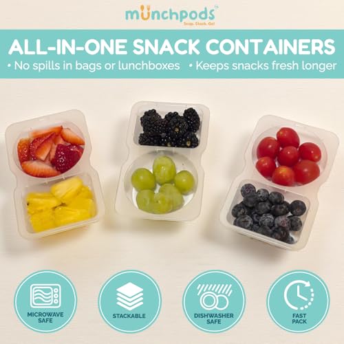 Reusable Snack Containers with Lids 50 Pack (100 Pieces) Portion control, Snack Pack Containers 2 Double Compartment Snack Containers for Kids On the Go Meals, Camping Snack Tray Prep