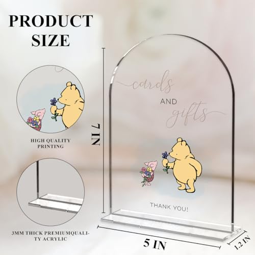 Cute Bear Baby Shower Sign Decor Arch Acrylic 5x7 Inch Sign 18 | Cute Bear Centerpieces Baby Shower & Event Gift Stations Dessert Table Decor - color: Cards1