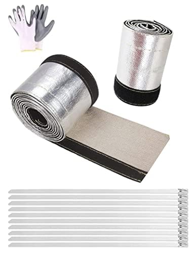 Wire Heat Shield Heat Shroud Sleeve Heat Shield Automotive Fuel Line Wire Heat Sleeve for Ultimate Heat Protection Hose Wire Sleeving,with 10PCS Stainless Steel Cable Metal Ties(2.2"IDx3.3FT - size: 2.2"IDx3.3F