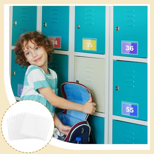 Jeyiour 100 Pcs Label Holders Adhesive Nameplate Pockets Storage Bin Labels Index Card Holder Shelf Plastic Peel Stick for Classroom Supermarket Bookshelf Library Student Box Drawer (3.6 x 2.9 Inch) - size: 3.6 x 2.9 Inch