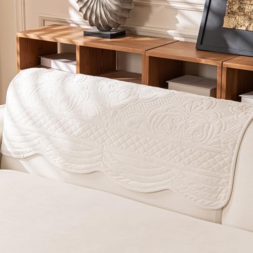 Couch Cover for 1 Cushion, Velvet Fleece Vintage Sofa Slipcovers for Armrest Headrest, Non-Slip Armchair Sofa Slipcovers, Recliner Couch Protector for Pet Washable, White, 36"X36",(Only 1 Pcs) - color: Vintage White, size: 36"x 36"