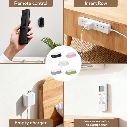 VZZNN 20 Pack Magnetic Remote Control Holder Wall Mount (5 Colors), Self Adhesive TV Remote Holder No Drill for Home Office TV, Fan and Air Conditioner Remote Control
