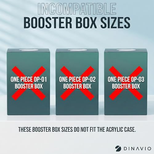 Dinavio Crafthouse One Piece Booster Box Acrylic Display Case Stackable - UV Protection with N52 Strong Magnets - Clear TCG Protector - Compatible with English One Piece OP-04 to OP-16 Booster Box - size: Fits English OP-04 to OP-14