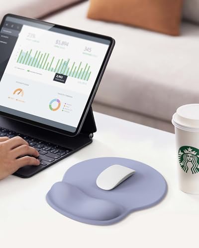 Mouse Pad with Wrist Rest, Ergonomic Mouse Pads for Desk, Office Non-Slip Mousepad with Gel Wrist Support(Purple, 10.6''L x 9''W) - color: Purple