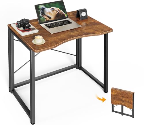 Huuger Folding Desk for Small Spaces, 23.6 Inch Foldable Computer Table, for Home Office, Study, Bedroom, Dorm, Space Saving, Small Writing Work Office Computer Desk, Easy to Fold, Rustic Brown - color: Rustic Brown, size: 16.5"D x 23.6"W