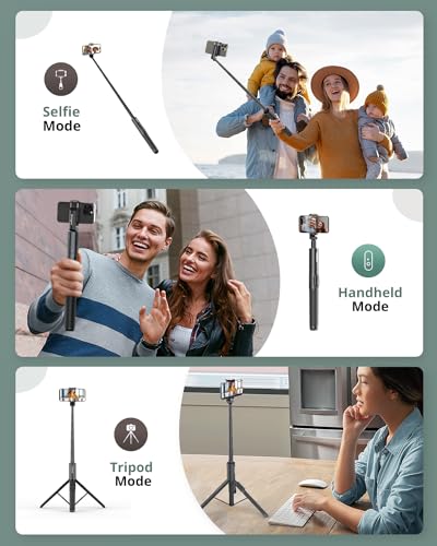 Sensyne 68" Phone Tripod & Selfie Stick, Lightweight All in One Phone Tripod Integrated with Wireless Remote Compatible with All Cell Phones for Selfie/Video Recording/Photo/Live Stream/Vlog（Black） - size: 68in
