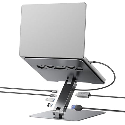 BENFEI Laptop Stand with USB C 6in1 Docking Station, HDMI 4K@60Hz,Gigabit Ethernet, 100W Power Delivery, 10Gbps 1*USB C 3.2 and 2*USB A 3.2 Compatible with MacBook Pro/Air, iPad Pro, XPS, Thinkpad - size: 6-in-1 stand